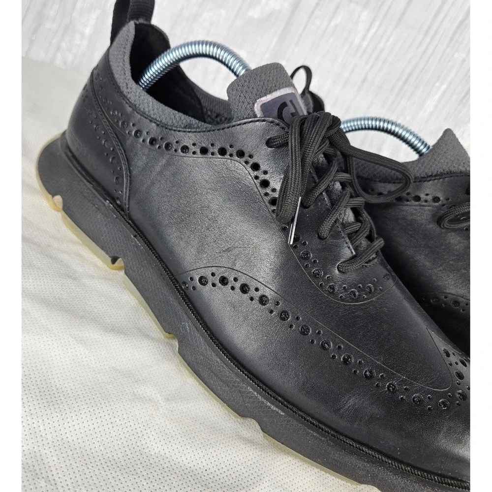 Cole Haan 4.ZERØGRAND Men's 9.5 Wingtip Oxford Black Leather Loafer Shoes C33452
